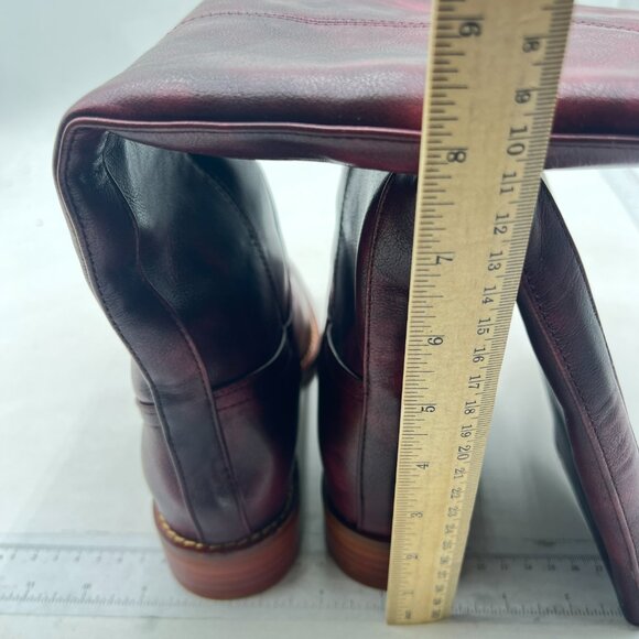 FOWT Women Platform Round Toe Calf High Boots Chunky Block Low Heel Purple Boots - Picture 5 of 8